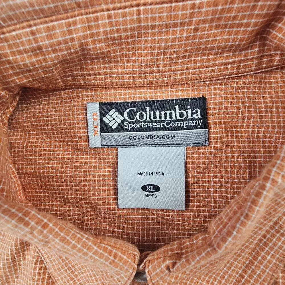 Columbia Men's XCO Shirt XL Orange Plaid Button Up Fishing Hiking Casual - Picture 4 of 7